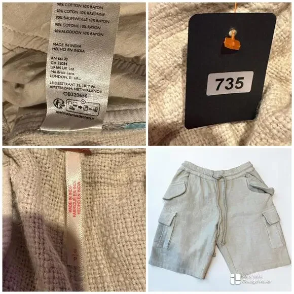 Free People Sea La Vie Cargo Shorts Mid Rise Pull-on Beach Beige Sz S #765 - Picture 6 of 13